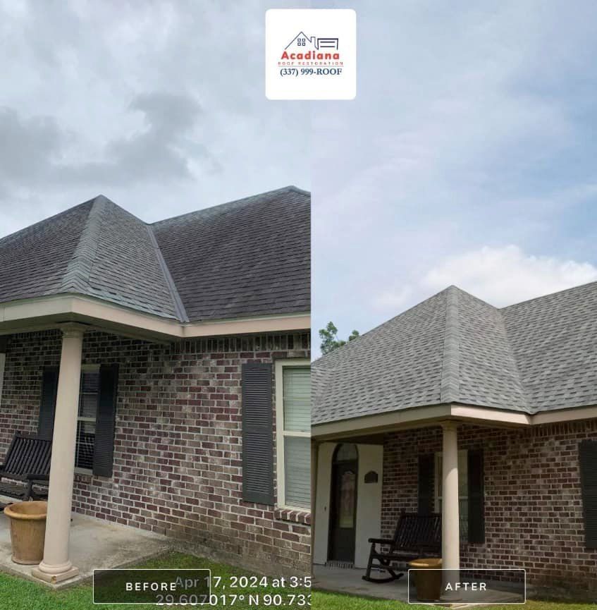 Before and after roof restoration in Louisiana